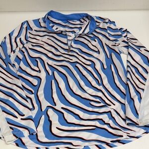 Tail Blue and White Zebra Print Long Sleeve Top